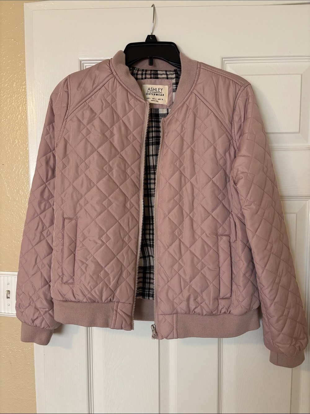 Ashley By 26 International Quilted Bomber Jacket - Light Mauve